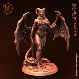 D&D Succubus / Female Tiefling / Pathfinder Miniature | RPG Model | Monster from the Hallowed be thy Evil Collection - Flesh Of Gods