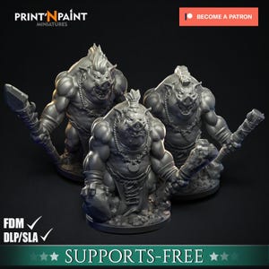 D&D Pig Folk Barbarian | RPG Model | Boar Brutes | by Print'N Paint