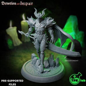 D&D Fioletowy Rycerz Smoka z Ogromnym Wielkim Mieczem | Model RPG | Rycerz Smoka | Autor: TPK LAB