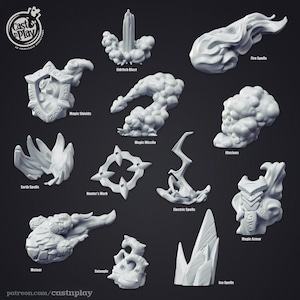 Fichas de efectos de hechizos de D&D / Modelo de RPG / Hechizos mágicos / por Cast n Play
