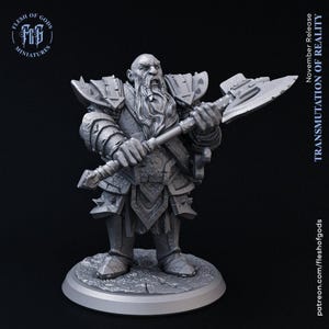 D&D Dwarf Paladin / Barbarian / Fighter Duergar Miniature | RPG Model | Nardrul from the Transmutation of Reality Collection - Flesh Of Gods