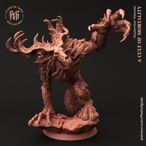 大型 D&D ボス / パスファインダー ミニチュア | RPG モデル | Flesh Of Gods の A Cult of Mortality コレクションの Leshen ボス