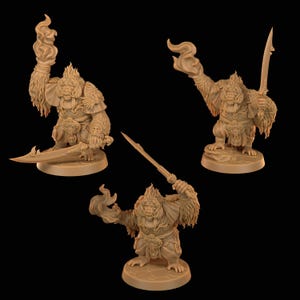 D&D Monkeyfolk Pyromancers with Sabres | RPG Model | Priests of the Red Flower with Swords | by Dragon Trappers Lodge