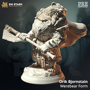 D&D Bearfolk Barbarian | RPG Model | Orik Bjornstain, Papa Bear | by DM Stash