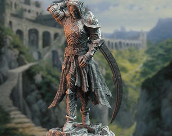 D&D Elfe Paladin mit Gekrümmtem Zweihänder | Rollenspielmodell | Relethyr Valin - Paladin des Leuchtfeuers | von DM Stash