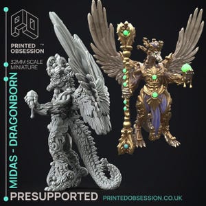 D&D Gold Drachenblut Zauberer | Rollenspielmodell | Midas - Drachenblut | von Printed Obsession