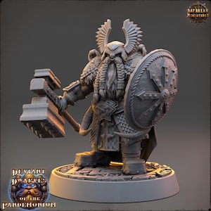 D&D Big Bearded Dwarf Warrior | RPG Model | Thourung The Brazen Baron | by Daybreak Miniatures