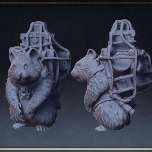 D&D Travel Hamster Familiar | RPG Model | Giant Hamster | Roleplaying + Miniatures