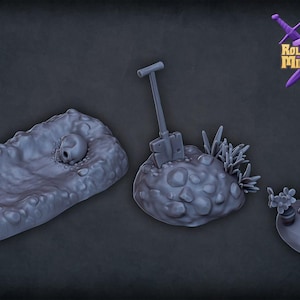 D&D Graveyard Scenery | RPG Model | Cemetery Scenery | Roleplaying + Miniatures