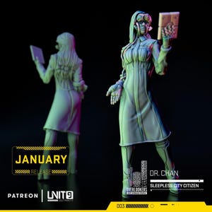 Cyberpunk Female Netrunner with Datapad | RPG Model | Dr. Chan by Unit9