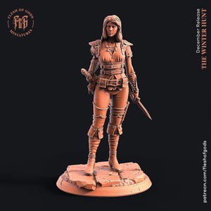 D&D Female Rogue / Thief / Assassin / Pirate Miniature | RPG Model | Kali the Duellist from The Winter Hunt Collection by Flesh Of Gods