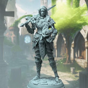 D&D Kvinnlig Älv Paladin / Riddare | RPG-modell | Celathyn - Fey Älv Paladin | av DM Stash
