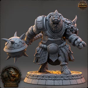 D&D Tusk Boarfolk Barbarian | RPG Model | Vark Blighthorn | by Daybreak Miniatures