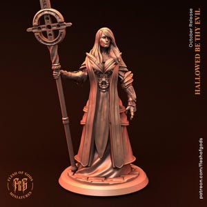 D&D Female Wizard / Sorcerer / Warlock / Cleric Miniature | RPG Model | Holy Priest from the Hallowed be thy Evil Collection - Flesh Of Gods
