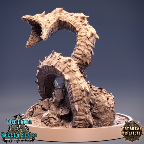 D&D Ancient Sand Worm Monster / Boss / Pathfinder Miniature RPG Model  Dreadwriggler by Daybreak Miniatures Tribe of the Fallen Flame 