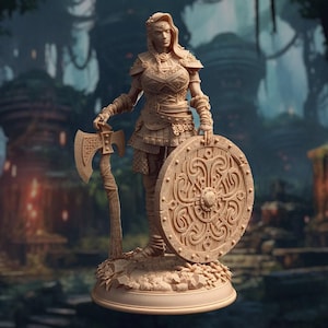 D&D Female Shield Maiden Barbarian | RPG Model | Freya the Feared | by DM Stash