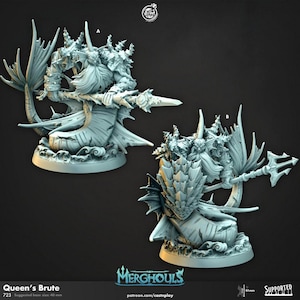 D&D Old Merman Warrior | RPG Model | Queen&#39;s Brute | by Cast n Play