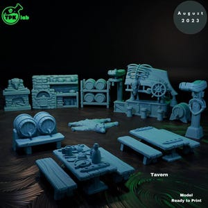 D&D Full Tavern Interior Set | RPG Model | Tavern Decorations and Scenery | By TPK LAB