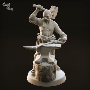 D&D Human Master Smith | RPG Model | Blacksmith | by Cast n Play