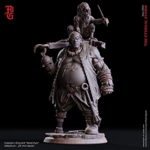 D&D Pirate Captain with Pet Monkey | RPG Model | Captain Glarald "Mad Eye" | by Flesh Of Gods