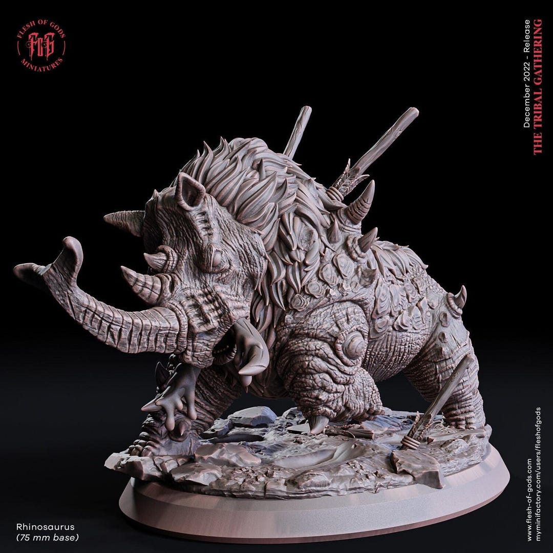 D&D Rhinosaurus | RPG Model | Rhinosaurus | by Flesh of Gods - Etsy