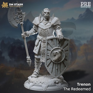 D&D Half-Orc Paladin / Fighter | RPG Model | Trenon the Redeemed | by DM Stash