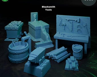 D&D Blacksmith Tools Scenery | RPG Model | Blacksmith Tools | By TPK LAB