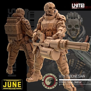 Cyberpunk Skull Faceplate Cyborg z Minigunem | Model RPG | Bone Saw V1 od Unit9