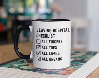 Funny Finger Amputation Surgery Operation Gift - Ceramic Mug Amputee Joke - Hospital Checklist