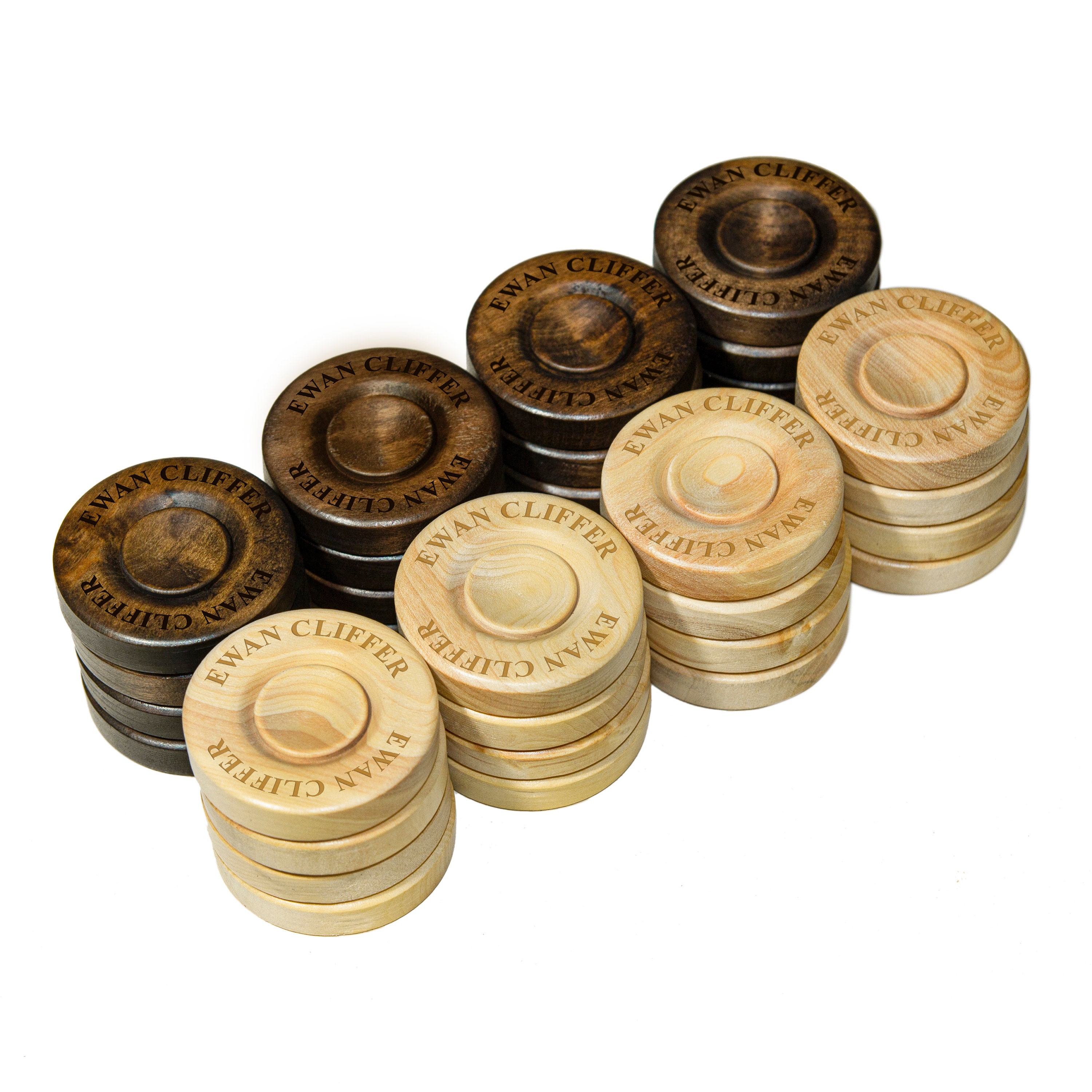 High-end Personalized Wooden Checkers Set for Backgammon, Boxwood Chips ...
