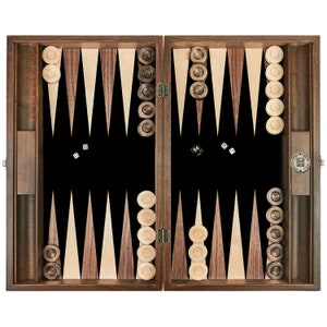 Handmade Personalized Walnut-Black Backgammon Set, Custom made natural wood unique present customized with family name, initials or  logo