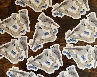 Tufted Titmouse Sticker: Watercolor Bird Art, Weatherproof Vinyl