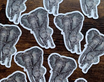 Elephant stickers: weatherproof vinyl laptop stickers