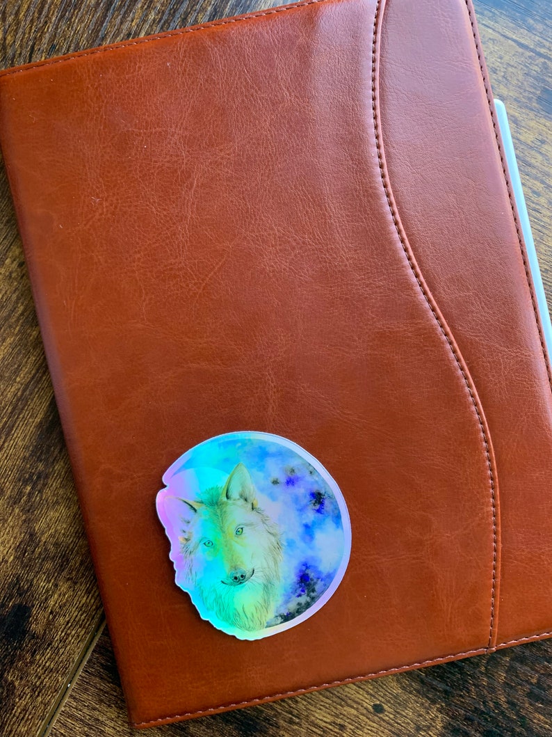 Holographic Wolf Moon Sticker: Weatherproof Vinyl Sticker, scrapbooking bild 7