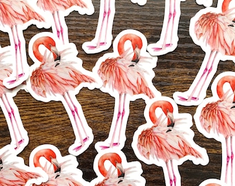 Flamingo Sticker: Weatherproof Vinyl stickers,  tropical birds