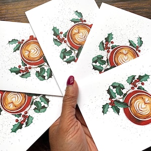 Christmas Latte Notecard: Holiday Greeting blank cards on Recycled Paper
