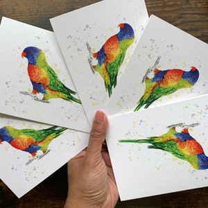 Loriquet arc-en-ciel, cartes de voeux de loriquet, oiseau indigène d'Australie, cartes de voeux, cartes de perroquet, cartes vierges, cartes de remerciement, cartes de correspondance,