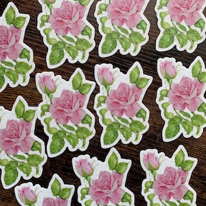 Pink Rose Vinyl Sticker: Watercolor Floral sticker