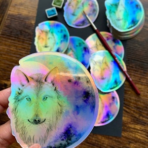 Holographic Wolf Moon Sticker: Weatherproof Vinyl Sticker, scrapbooking bild 3