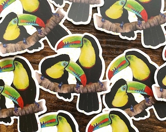 Watercolor Toucan Sticker: Tropical Bird Laptop stickers