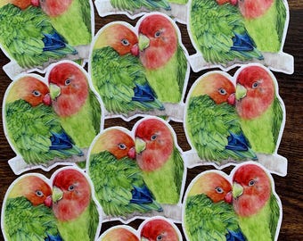 Love bird stickers: watercolor painting vinyl laptop stickers