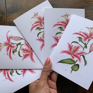 Cartes de voeux fleur de lys, fleur de lys, cartes fleurs, cartes de remerciement, cartes vierges, cartes de sympathie, porte-cartes cadeaux, cartes fleur de lys,