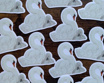 Swan sticker: watercolor vinyl laptop sticker