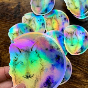 Holographic Wolf Moon Sticker: Weatherproof Vinyl Sticker, scrapbooking bild 2