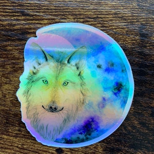 Holographic Wolf Moon Sticker: Weatherproof Vinyl Sticker, scrapbooking bild 6