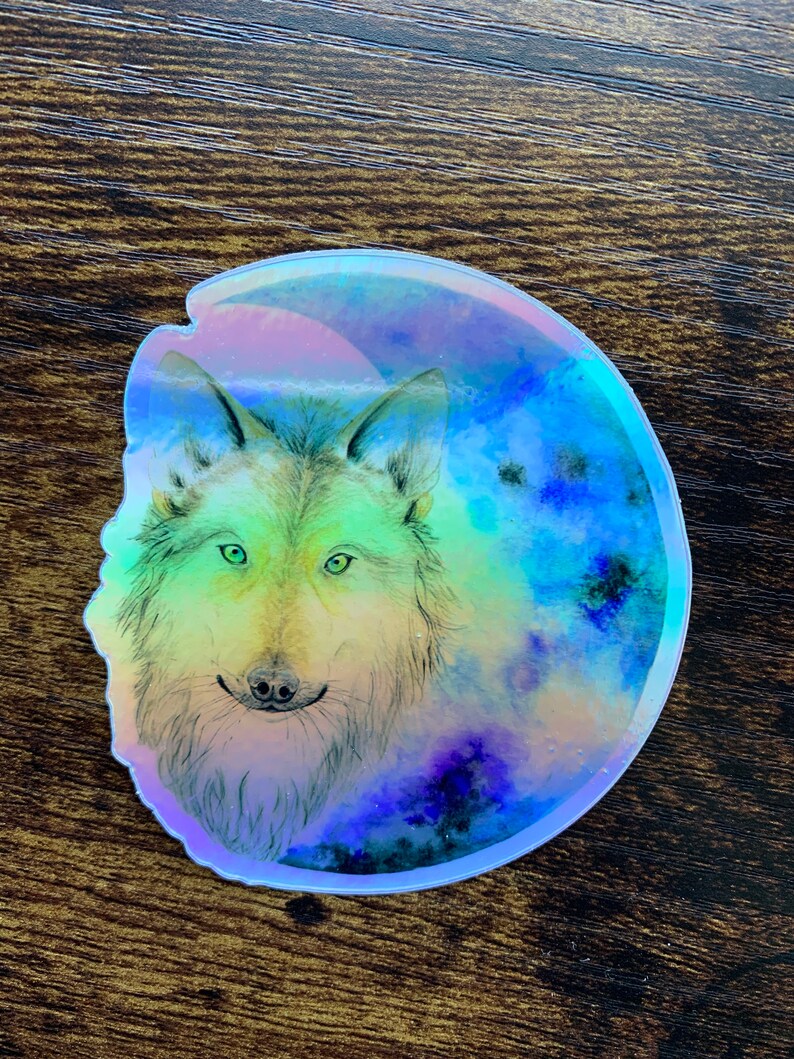Holographic Wolf Moon Sticker: Weatherproof Vinyl Sticker, scrapbooking bild 6