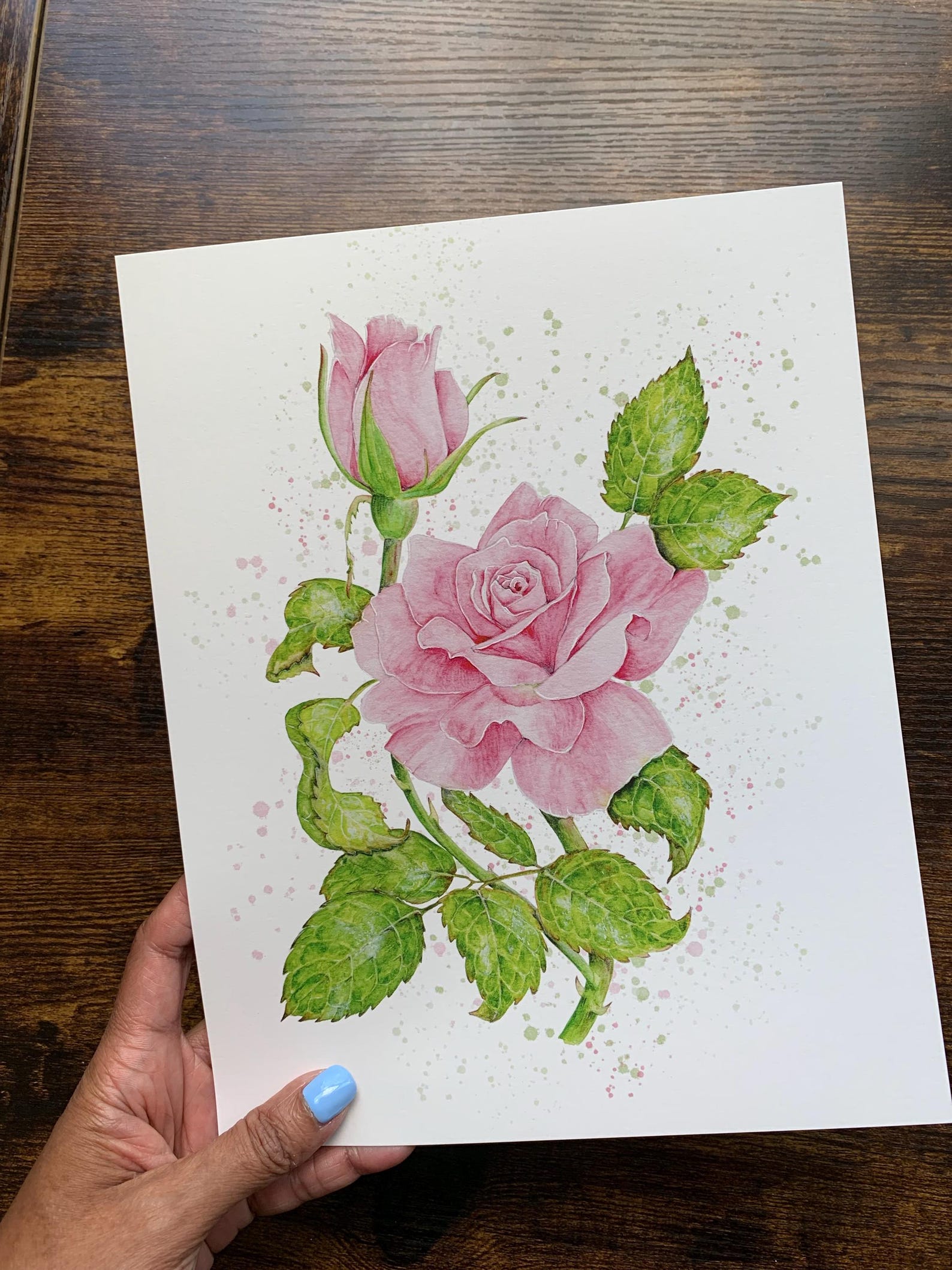Pink Rose Watercolor Painting: Floral Wall Art Print - Etsy