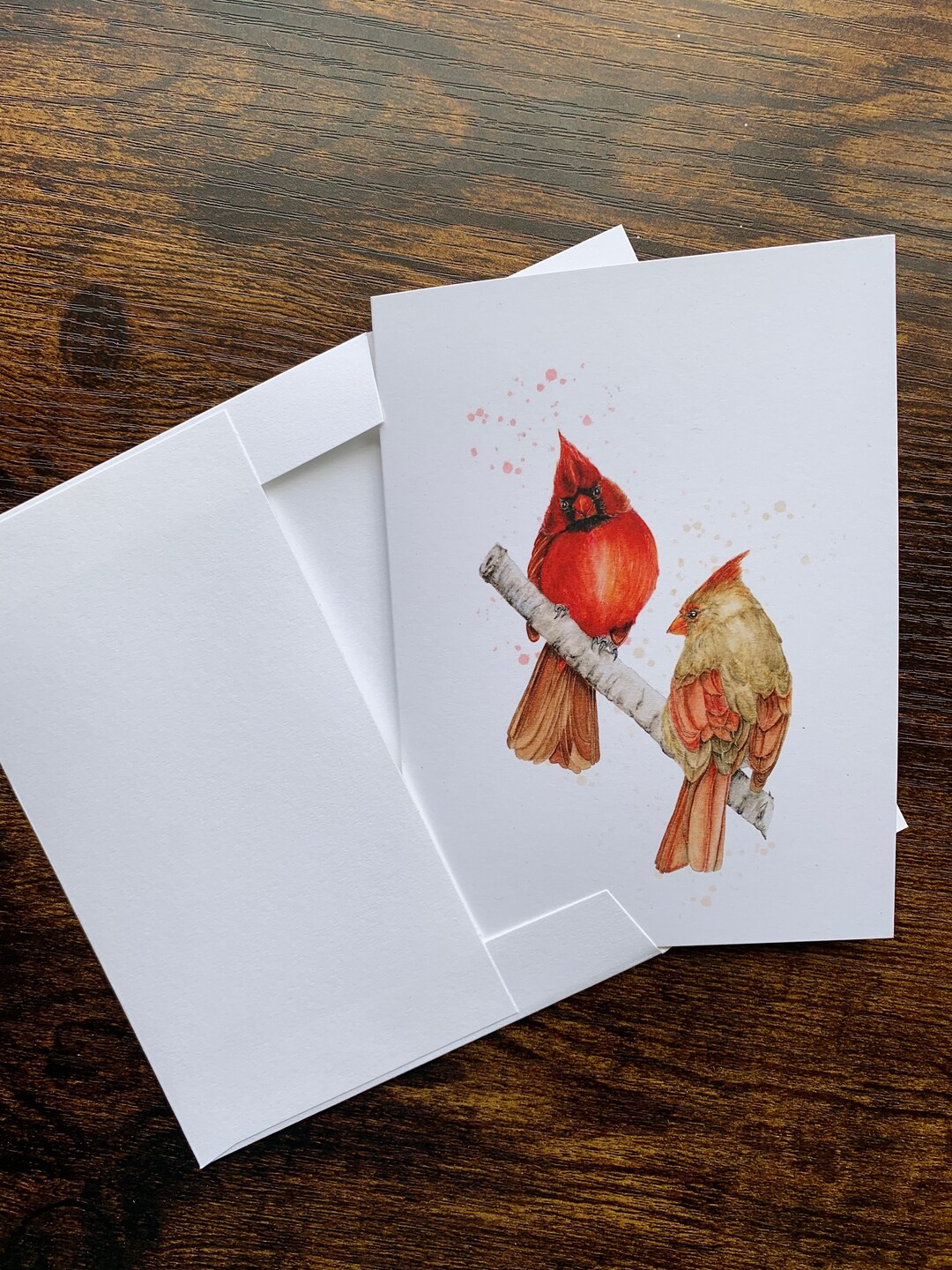 Cardinal Note Paper Cardinal Couple Notecards : Red Cardinal Bird Card on Recycled Paper ...
