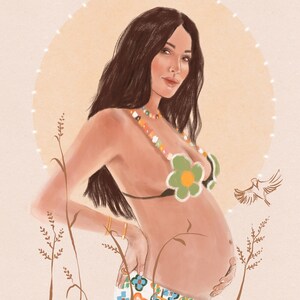 Personalizowane ilustracje ciążowe, prezenty dla mam, prezenty dla kobiet w ciąży, prezenty na baby shower