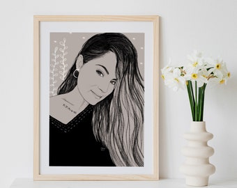 Digital portrait, personalized illustrations, personalized gift, wedding gift, couple gift, gift for woman